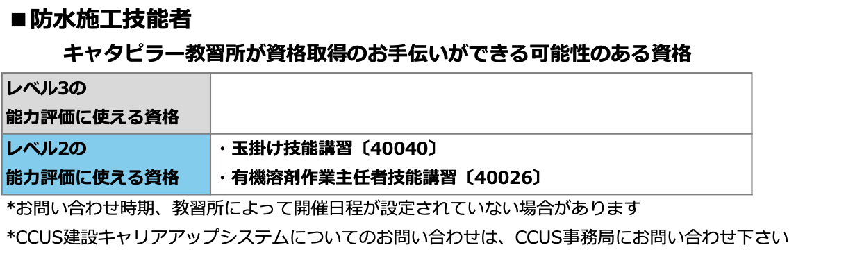 防水施工技能者の資格